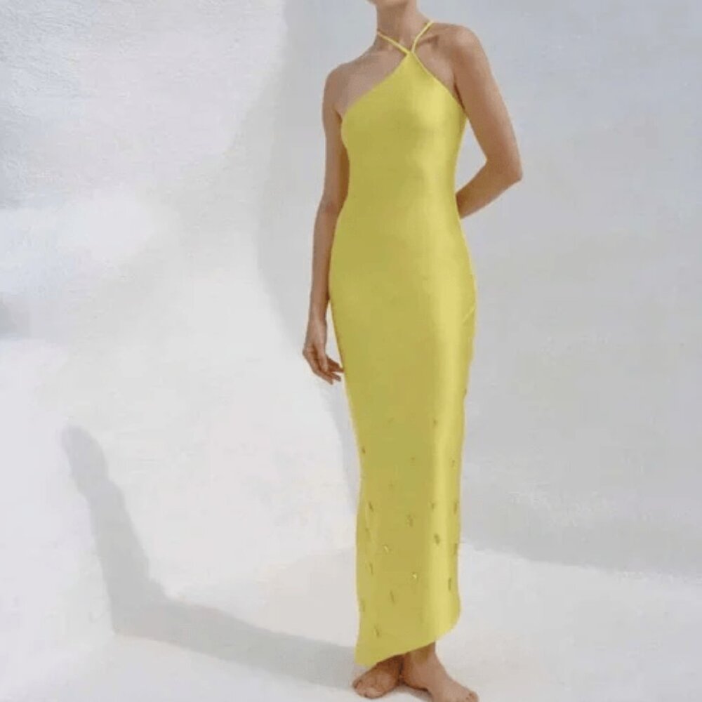 Baobab Collection Palomino Asymmetrical Maxi Dress in Sunshine- size small